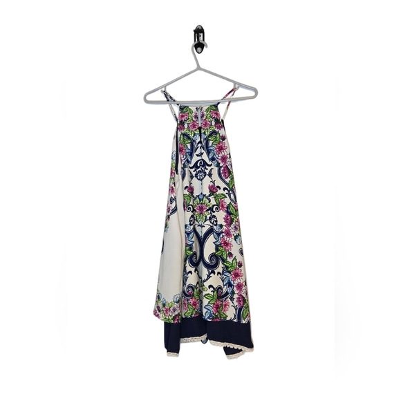 Pink Owl Floral Tiered Layered Flowy Spring Summer Mini Short Lace Dress Size L - Picture 1 of 9
